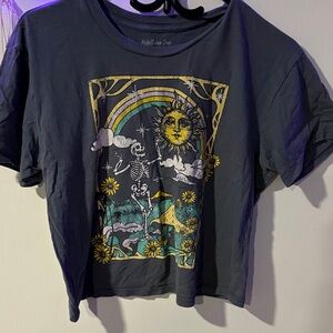 Rebellious One Black Crop Top with Colorful Graphic